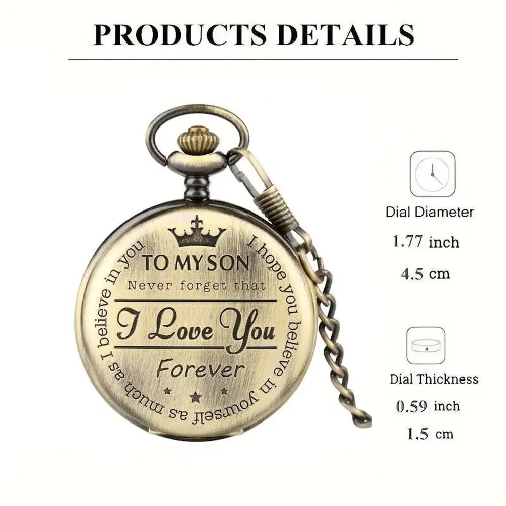 Pocket Watch ‘To My Son • Never Forget That I Love You & Believe in You Forever'